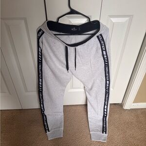 Hollister Light Gray Sweatpants with Black Drawstring